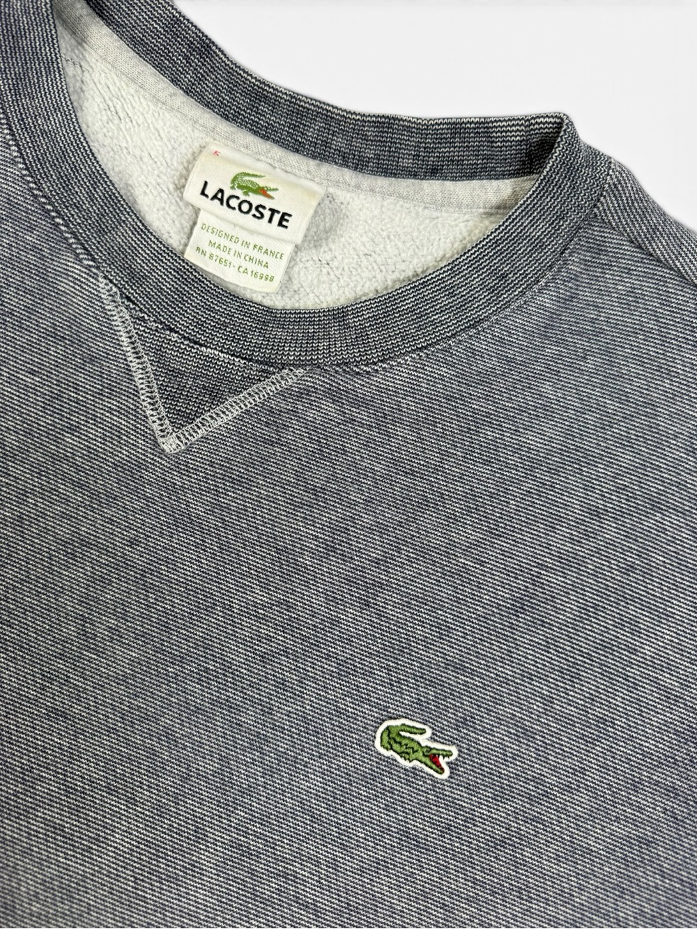 Lacoste Blue Gray French Terry Crewneck Sweatshirt Size 5 Large